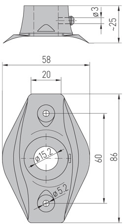 Dimensionstegning for monteringsflange MF-15-K