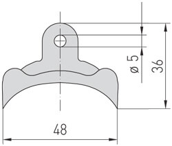 Dimensionstegning for montageklamme i messing