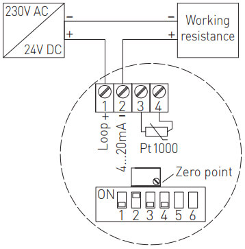 Tilslutningsdiagram for røggas føler RGTM-I