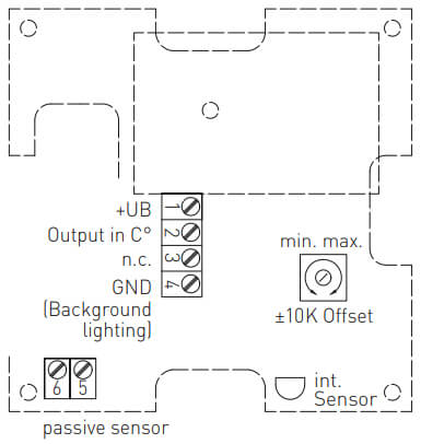 Tilslutningsdiagram for rumtemperaturføler med display