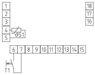 Rumtemperaturføler med trykknap tilslutningsdiagram