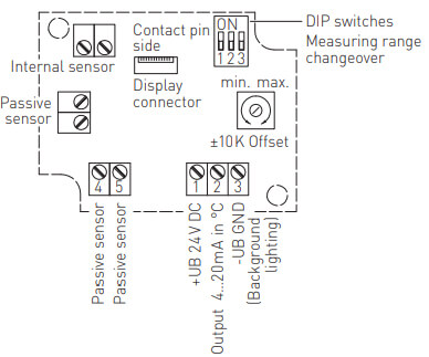 Tilslutningsdiagram for temperaturføler ATM 2-I