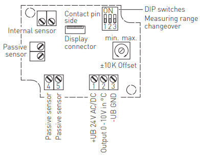 Tilslutningsdiagram for temperaturføler ATM 2-U