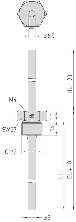 Dimensioner for rustfrit stål dykrør med halsrør