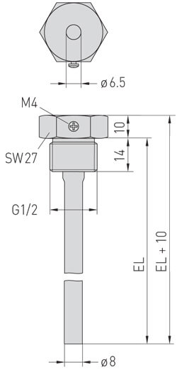 Dimensioner for dykrøret TH-VA