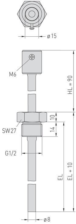 Dimensioner for rustfri stål dykrør med halsrør