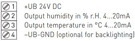 Tilslutningsdiagram fugt og temperaturføler 2x4-20mA