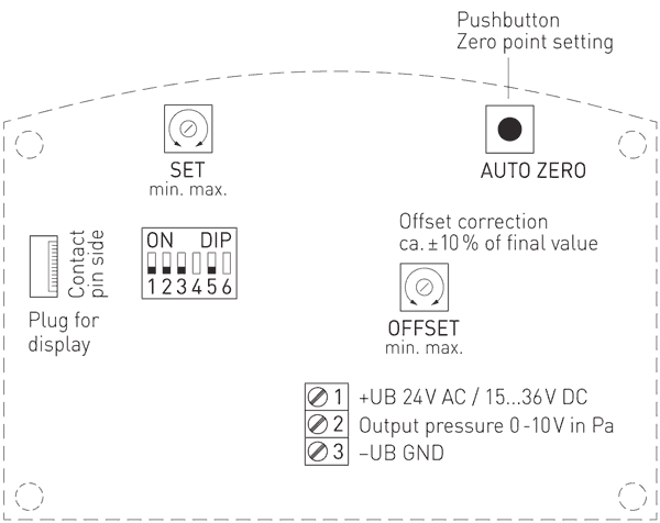 Kredsløbsdiagram for tryktransmitter 0-10V