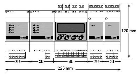 Dimensioner for CE100 ink. udvidelsesmoduler