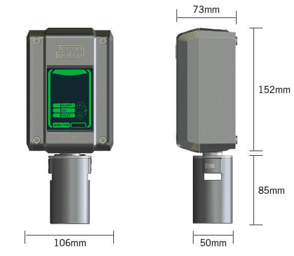 Dimensioner for gasdetektor TS282