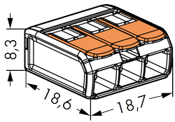 Dimensioner for 3-ledet samlemuffe